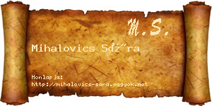 Mihalovics Sára névjegykártya