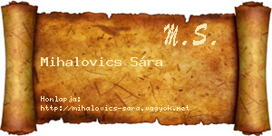 Mihalovics Sára névjegykártya